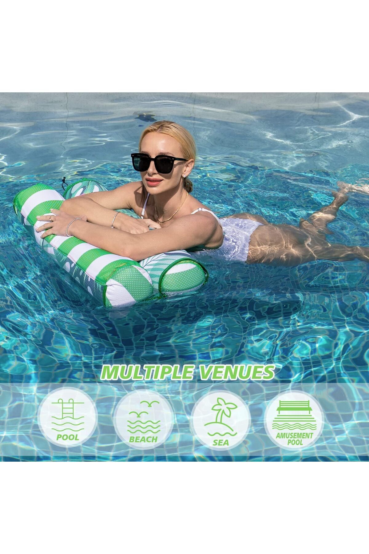 erorex-Water Hammocks Adults Pool Floats Inflatable Floats Multi Purpose 4 In1 Water Floating Chair Rafts 2