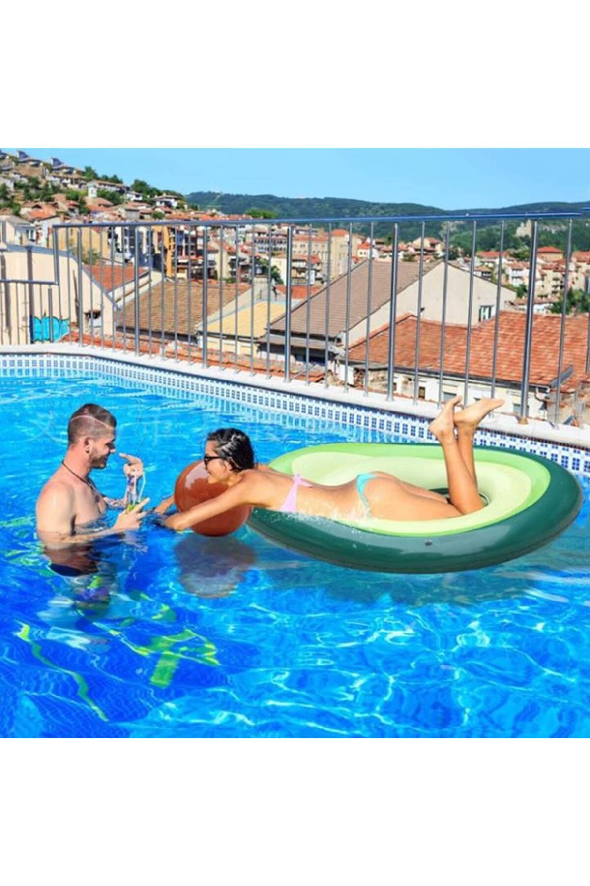 erorex-Inflatable Avocado Pool Float Floatie Ball Fun Pool Floats Floaties Summer Swimming Pool Raft 6