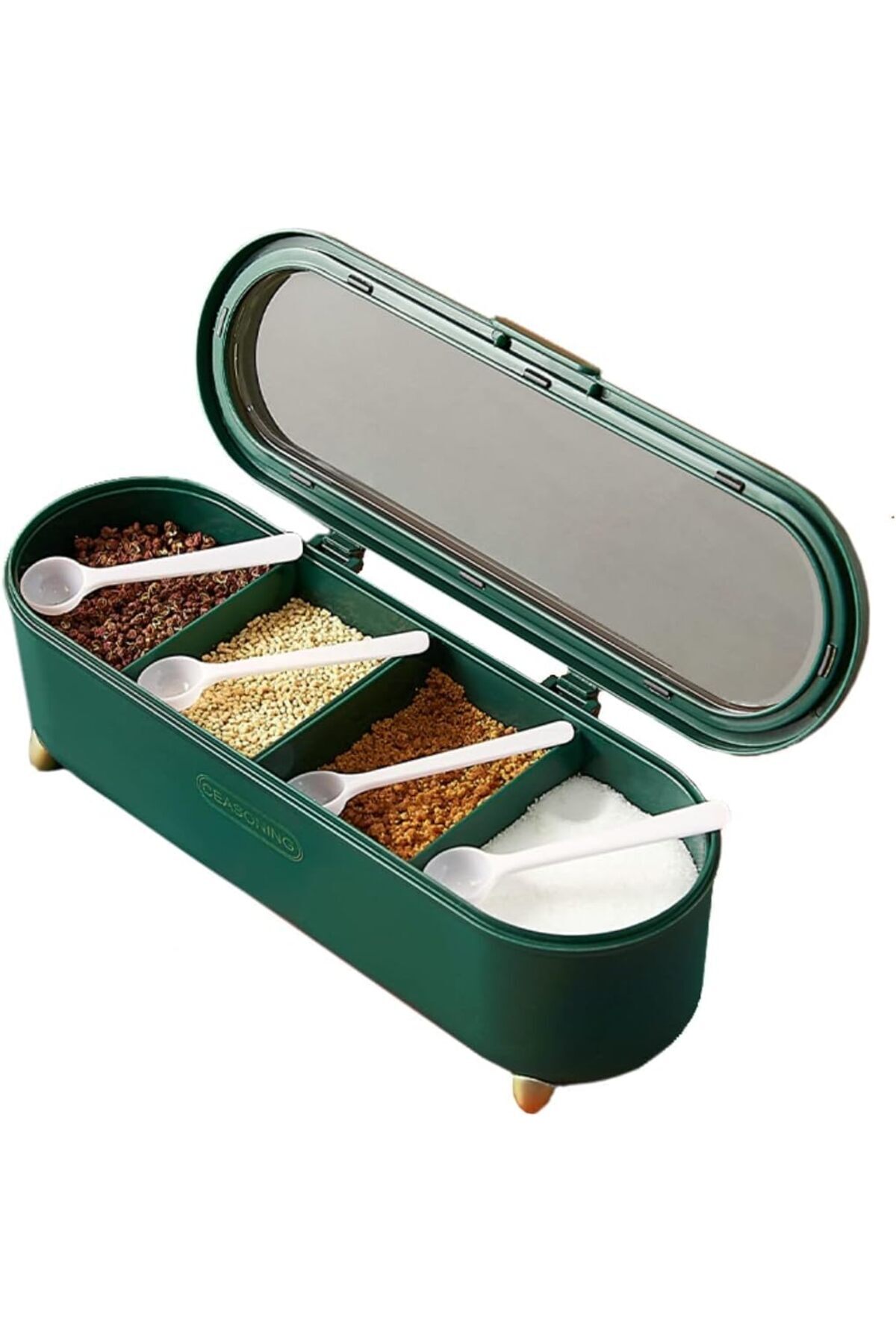 erorex-Condiment Container, 4 Compartment Seasoning Jar Storage Container, Contains 4 Tablespoons. These 1