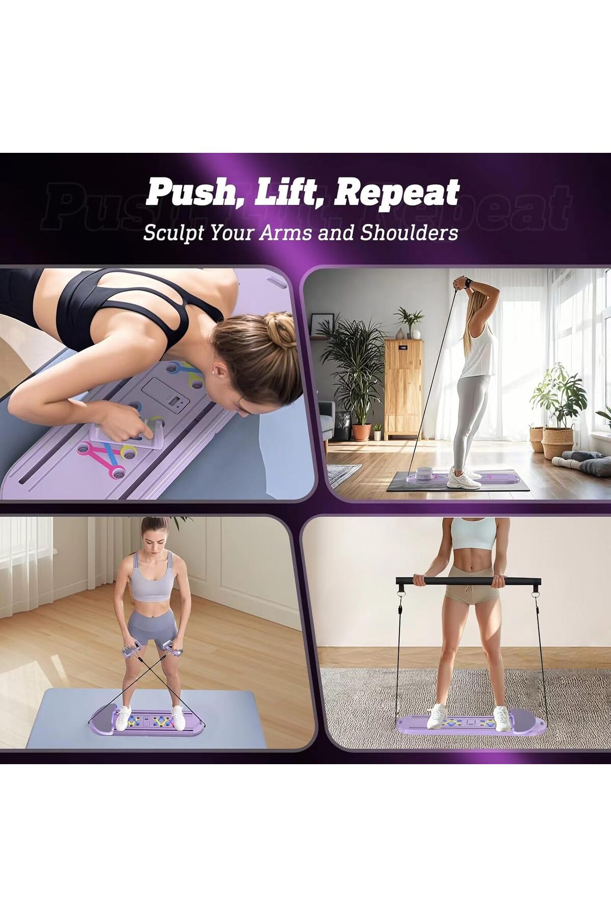 لوح بيلاتيس 5 في 1 لتمارين البطن واللياقة قابل للطي مع عصا بيلاتيس و حبل مقاومة مدرب شخصي AP-01