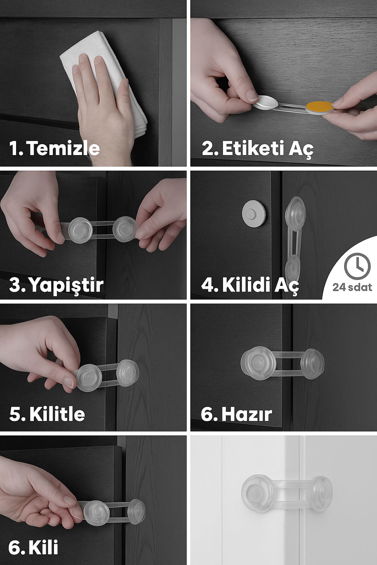 Moola 10 Adet Bebek Çocuk Güvenlik Kilidi, Dolap Çekmece Çok Amaçlı Emniyet Kilidi, Mini Çok Amaçlı Kilit fotoğrafı 4 (önizleme)