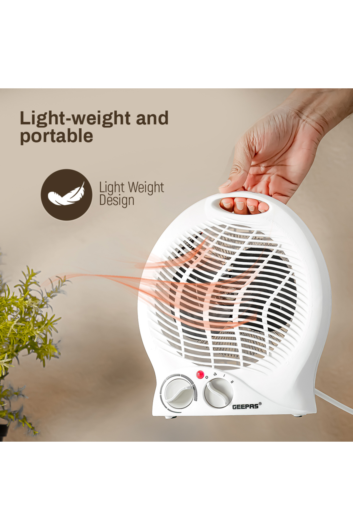 Geepas-Fan Heater- GFH9521| High Performance Fan with 3-Speed Controls and 2 Heating Power 7