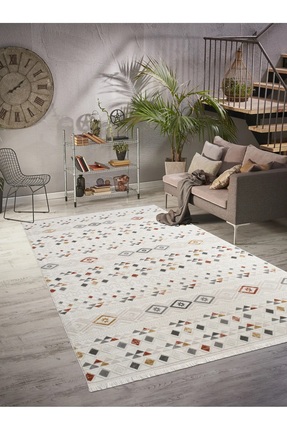 Lunaris Zmt16 Krem Modern İnce Akrilik Yumuşak Dokulu Salon Halısı Oturma Oda...