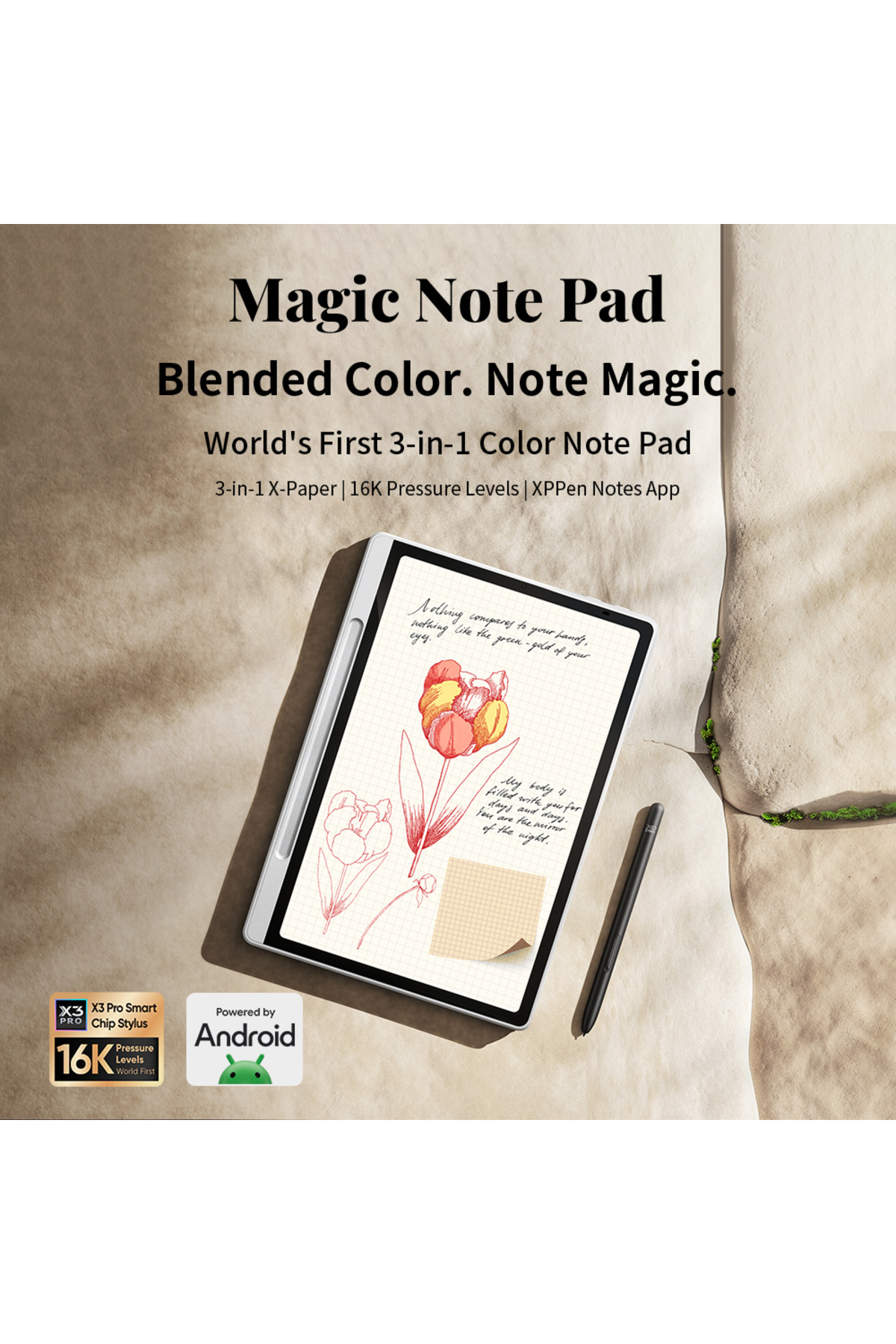 XP-Pen-Magic Note Pad Tablet, 3-in-1 with 10.95 Inch Color Screen, Stylus X3 Pro 16k, Android 14 2