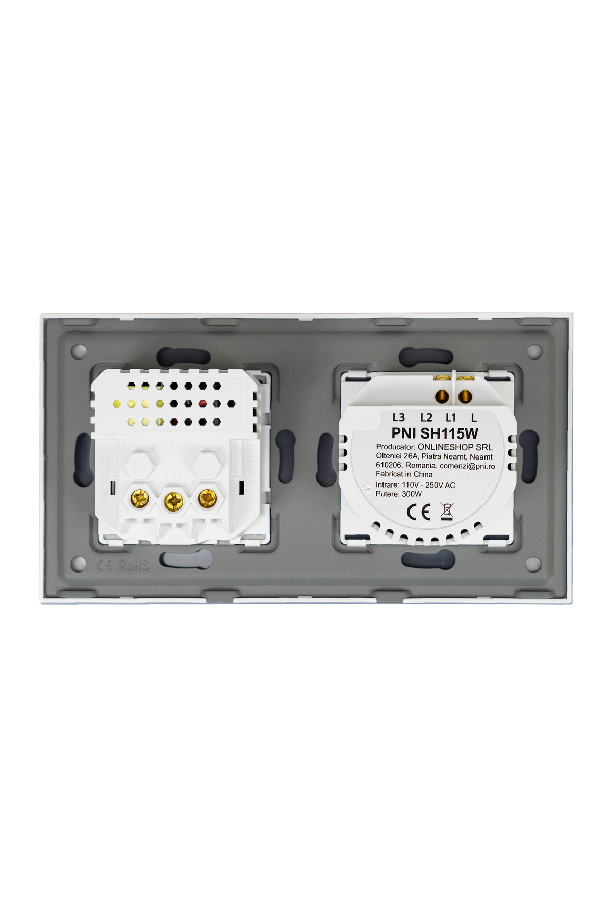 PNI-Simple switch SH115W glass with touch, combined with Schuko socket and USB sockets 3