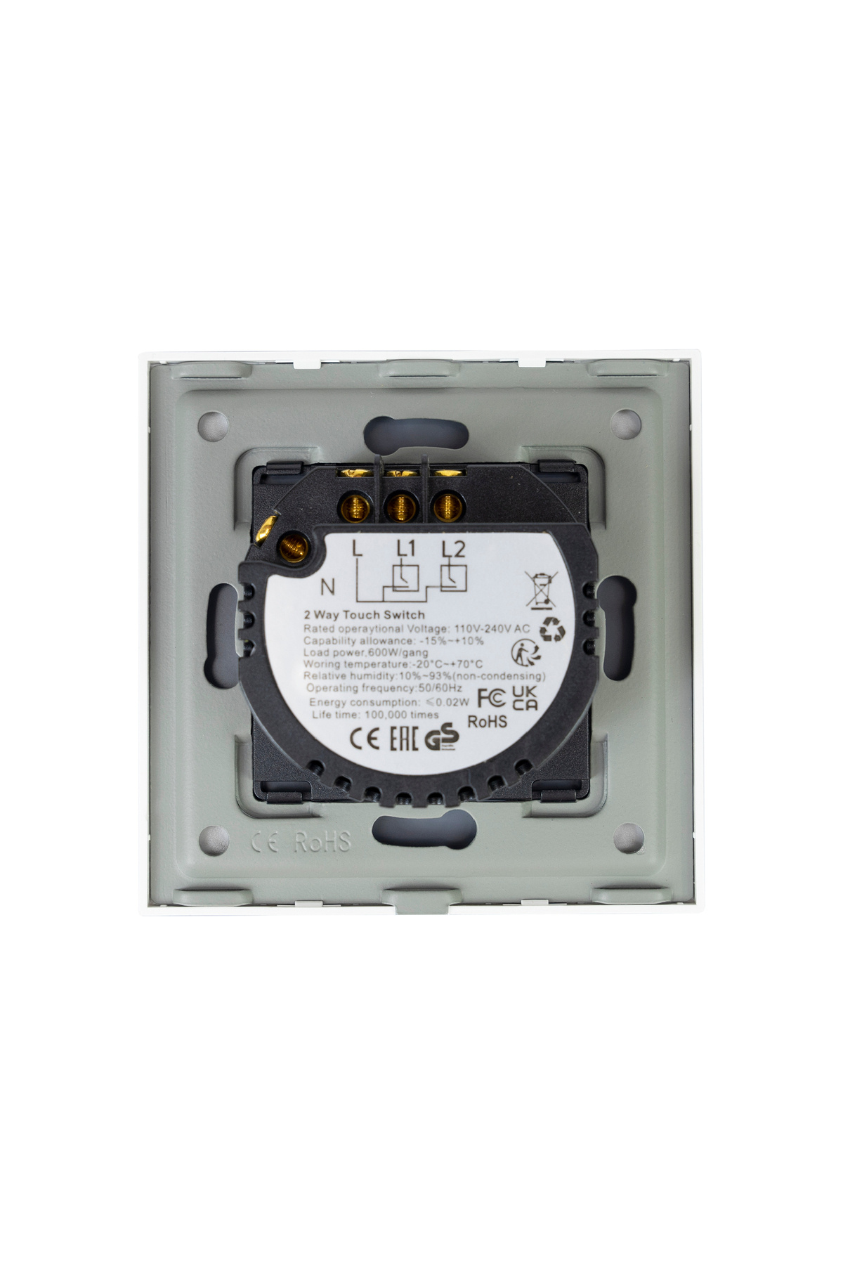 PNI-Double switch with touch SH602 600W made of glass, white with LED indicator 3