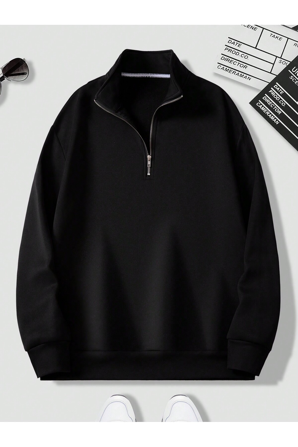 3LÜ ERKEK Yarım Fermuar Dik Yaka Sweatshirt — رنگارنگ EYAX-DKYKA-003 — تصویر 7 از 8