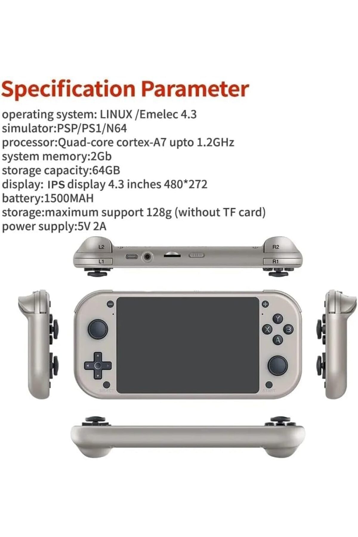 CFT-Retro Handheld Video Game Console Open Source Linux System 4.3 Inch IPS Screen Portable Pocket Video 7