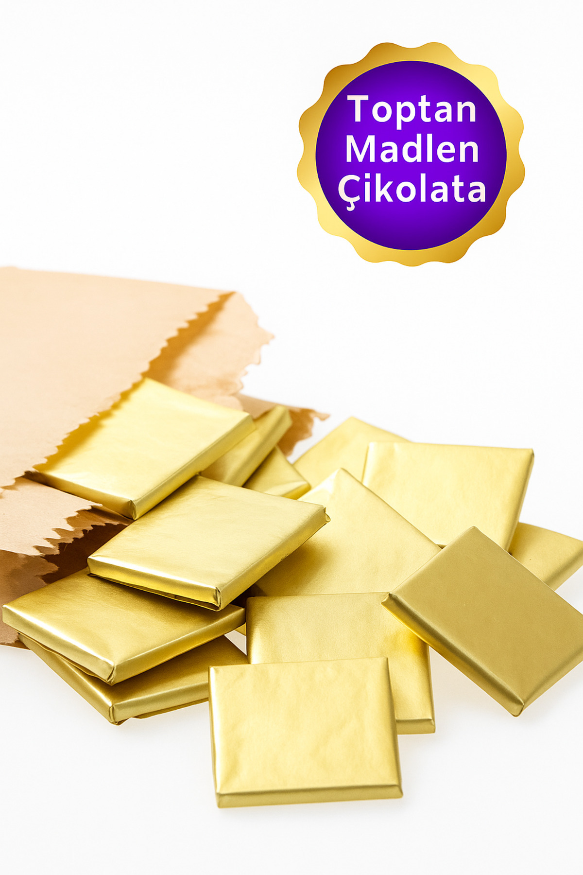 belchocolate Altın Sargılı Sütlü Madlen 135 Adet İkramlık Çikolata