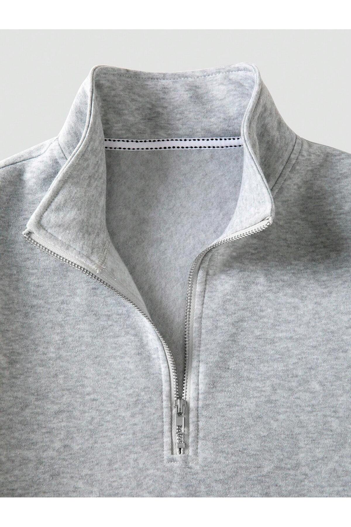 3LÜ ERKEK Yarım Fermuar Dik Yaka Sweatshirt — رنگارنگ EYAX-DKYKA-003 — تصویر 8 از 8
