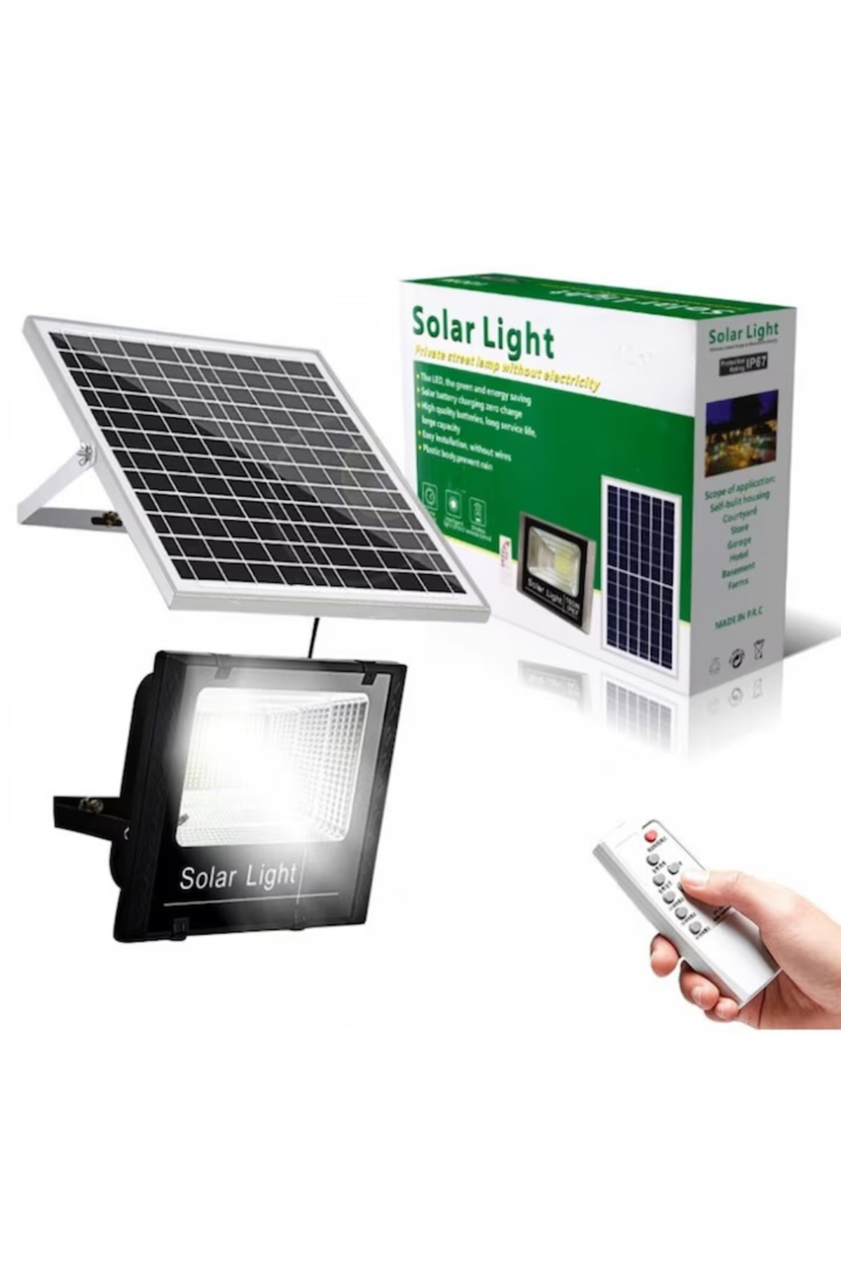 MACVI-Solar Lamp and Separate Panel Macvi®, 200W, 130 COB LED, IP67, Remote Control, 10 Hours Lighting 1