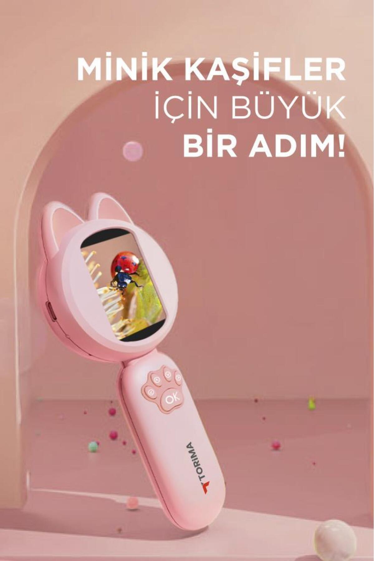 Torima Mini Dijital Mikroskop Led Işıklı HD IPS Ekranlı Eğitici Oyuncak TSM02 Pembe fotoğrafı 2 (önizleme)