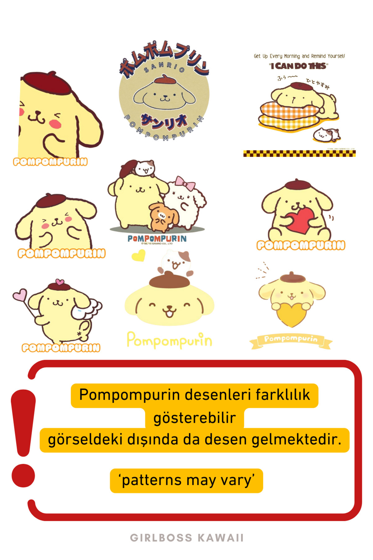 Girlboss Kawaii-Pompompurin matte opaque tights, 5 color options, random pattern. 3