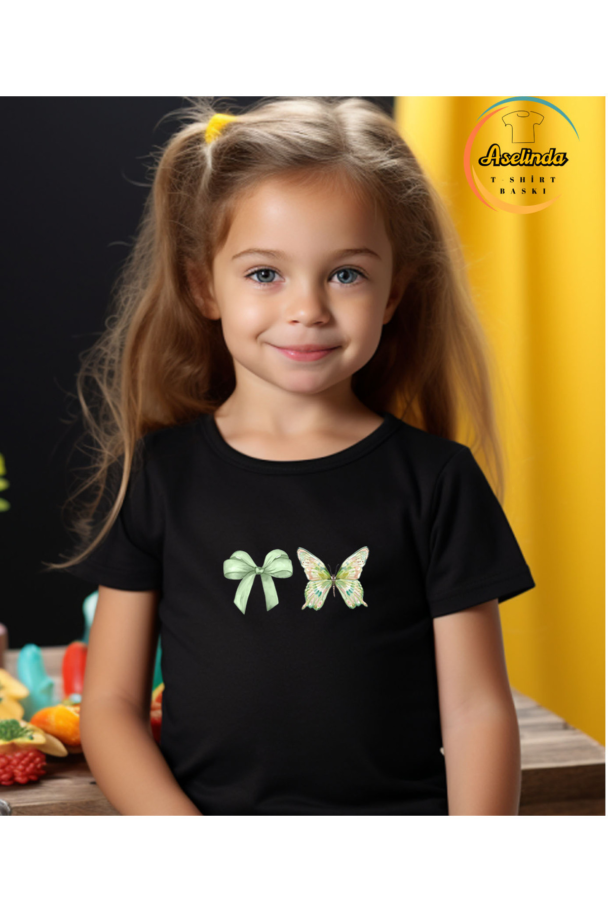ASELİNDA-Mother-Daughter Matching T-Shirt with Bow and Butterfly Print (Add 2 Items to Make a Matching Set) 2