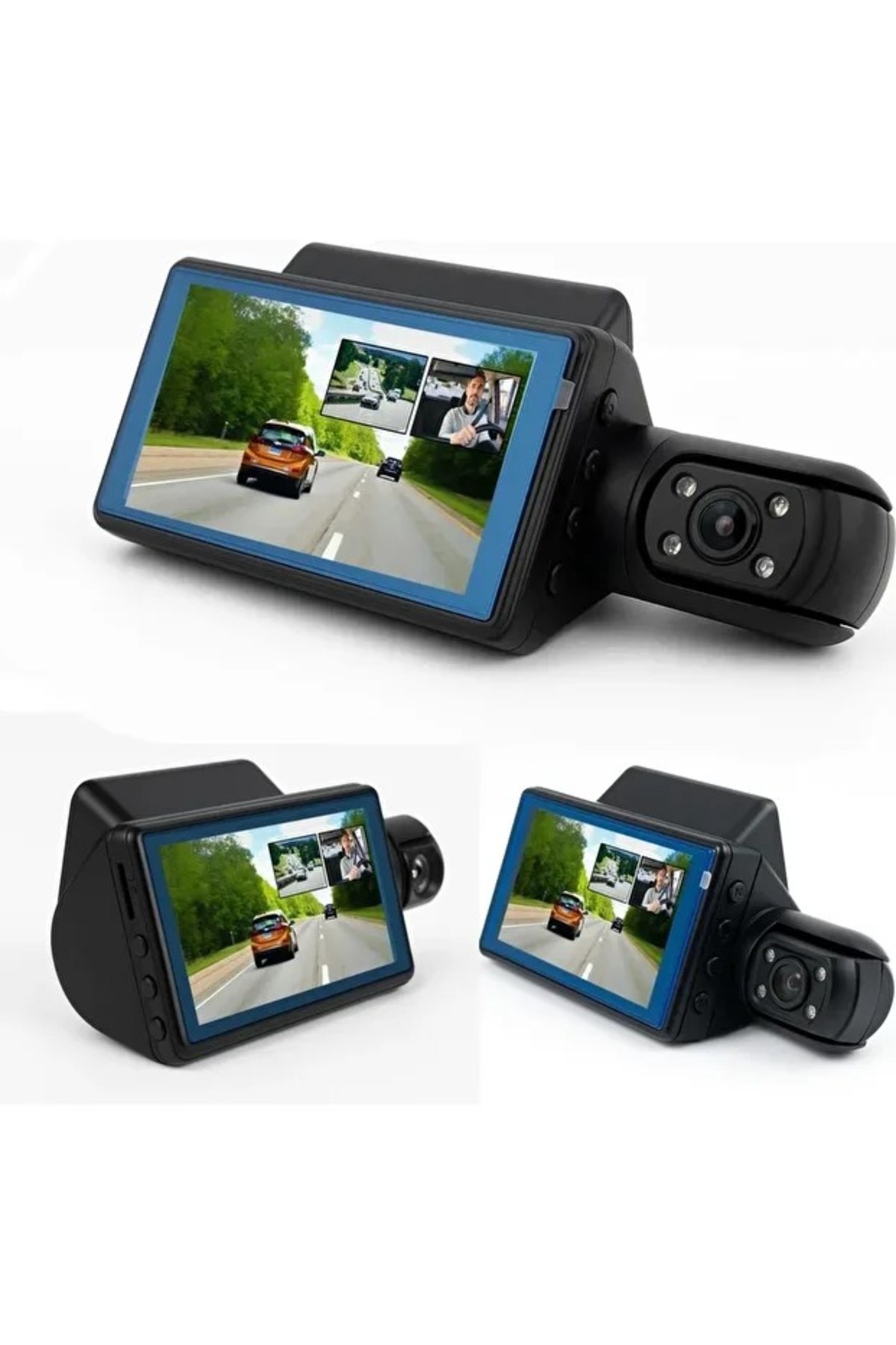 pukotech A68 Full Hd 1080P Araç Kamerası – Çift Lensli, Gece Görüşlü, G-Sensörlü, 360° Dönebilen Dashcam