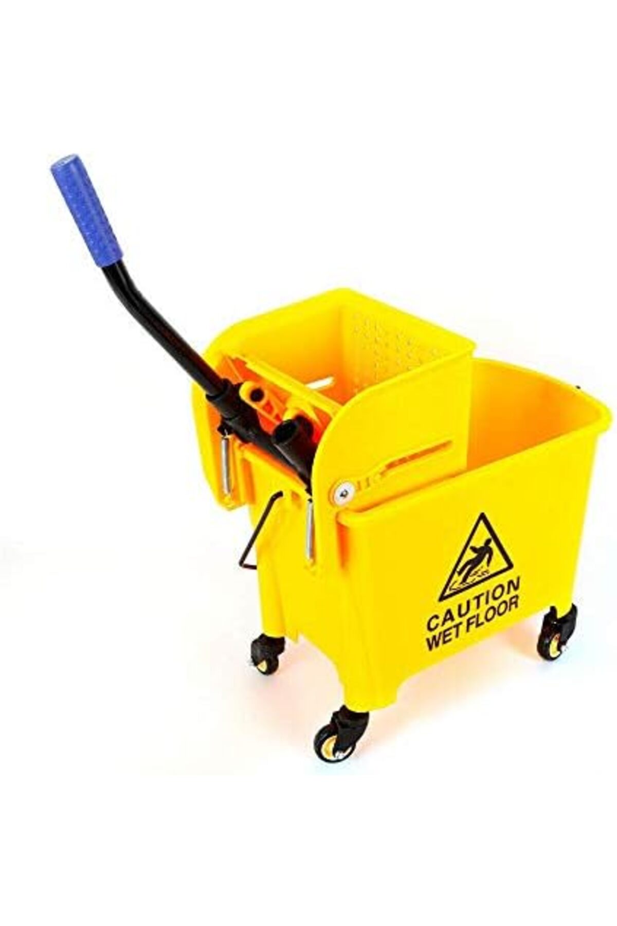 عربة تنظيف سعة 20 لترًا مع نظام ضغط ودلو ممسحة لتنظيف الفنادق