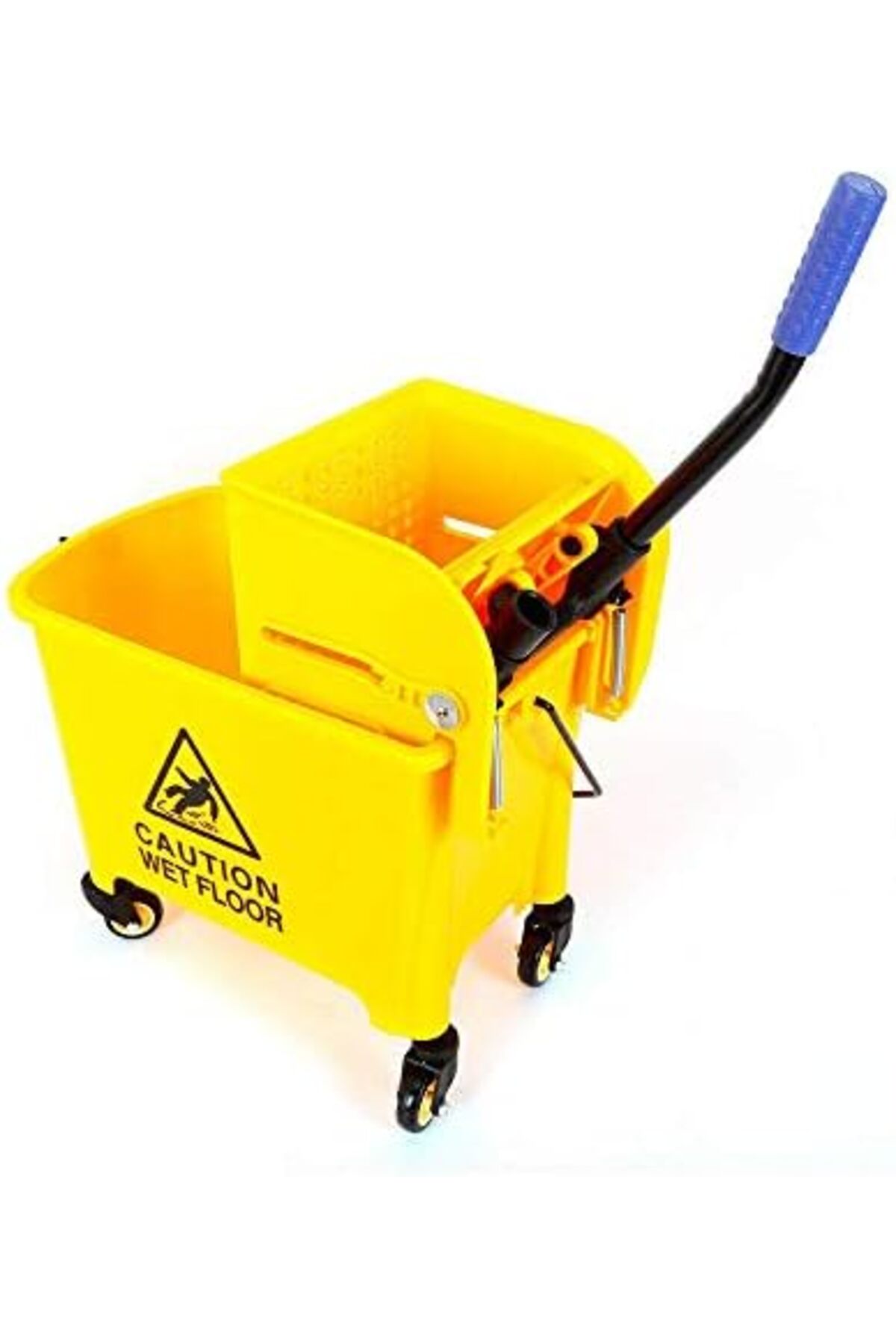 عربة تنظيف سعة 20 لترًا مع نظام ضغط ودلو ممسحة لتنظيف الفنادق