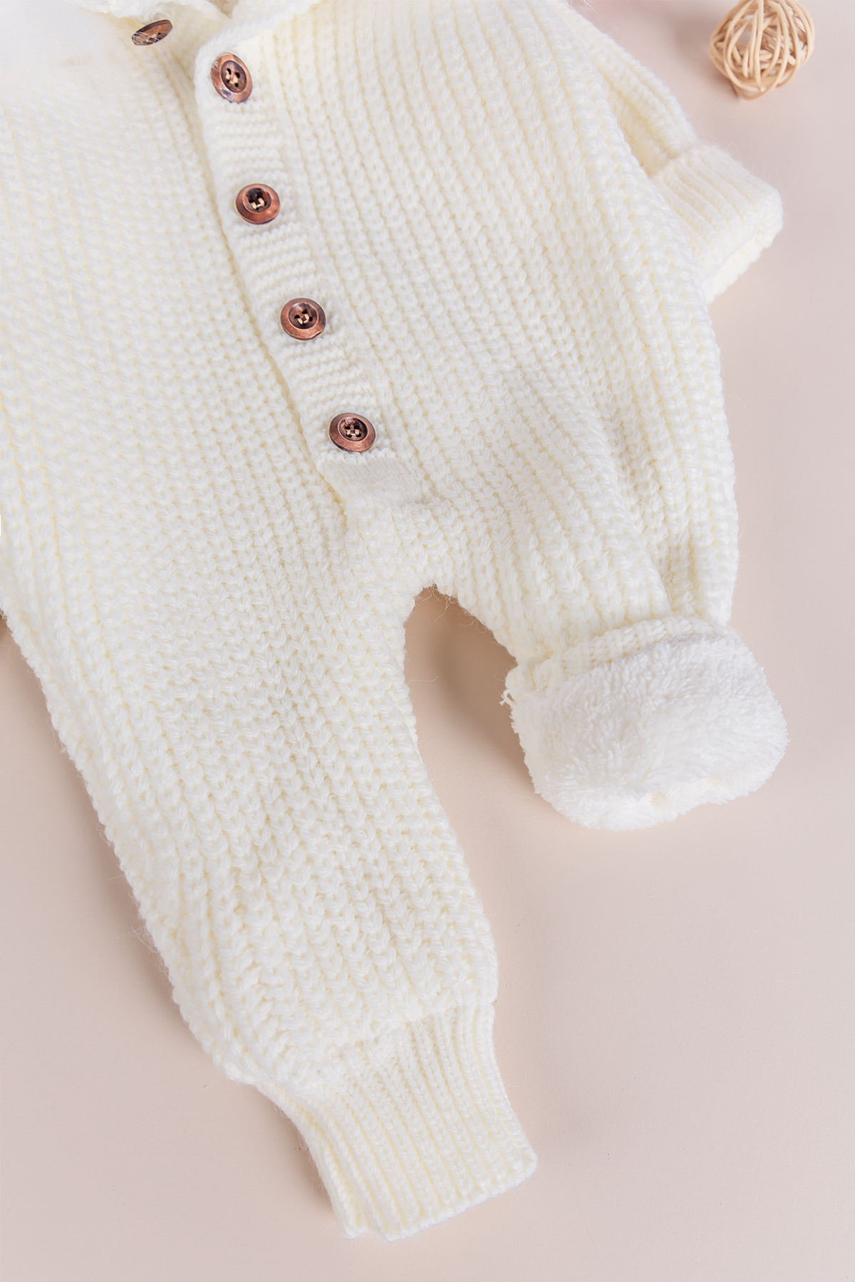 Babymod Triko Örgü Kışlık İçi Welsoft Astarlı Kapüşonlu Kız/Erkek Bebek Tulum fotoğrafı 3 (önizleme)