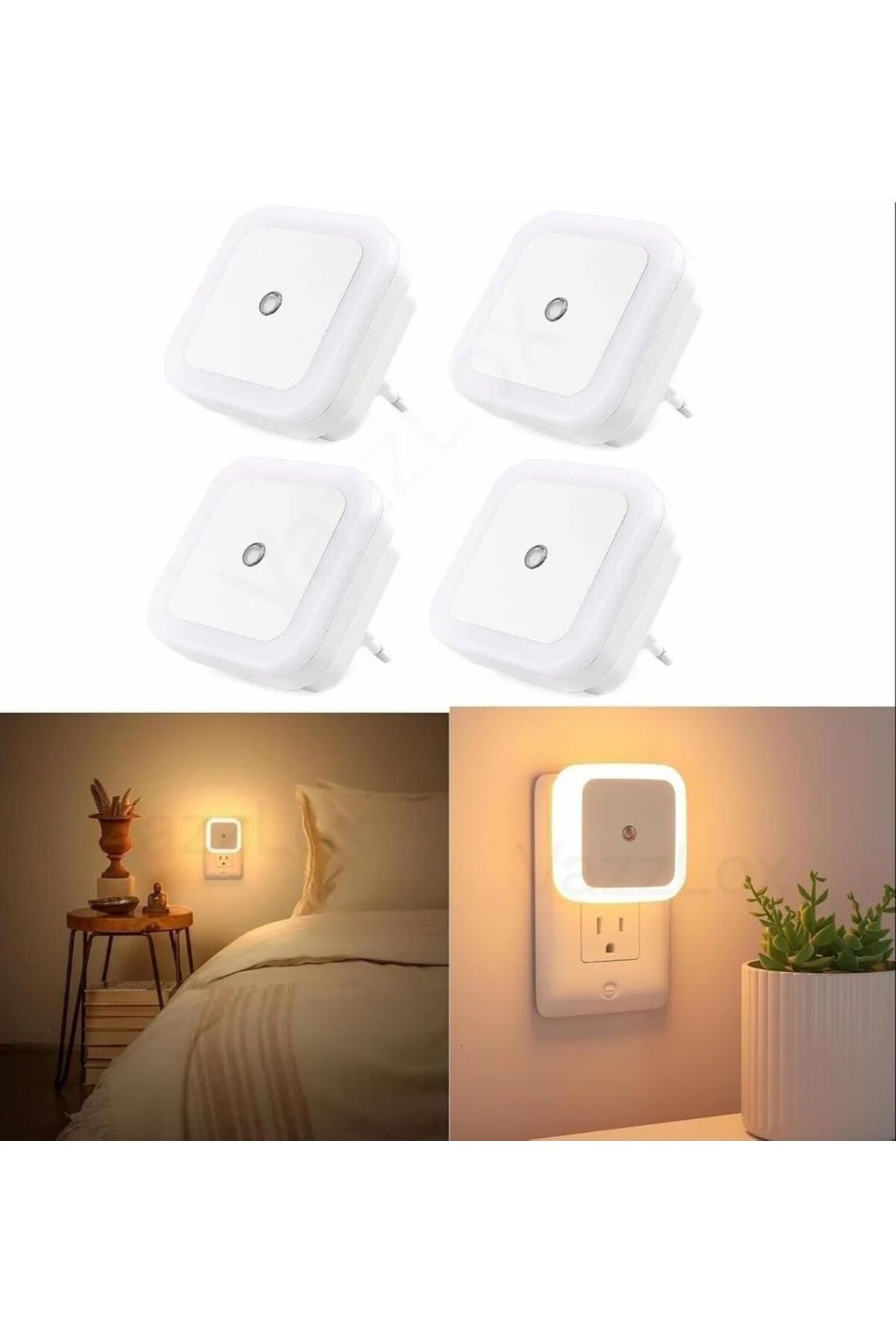 Taimi-Pack Of 4 Led Plug in Smart Night Lamp with Automatic Sensor Smart Led Night Lamp,yellow light 1