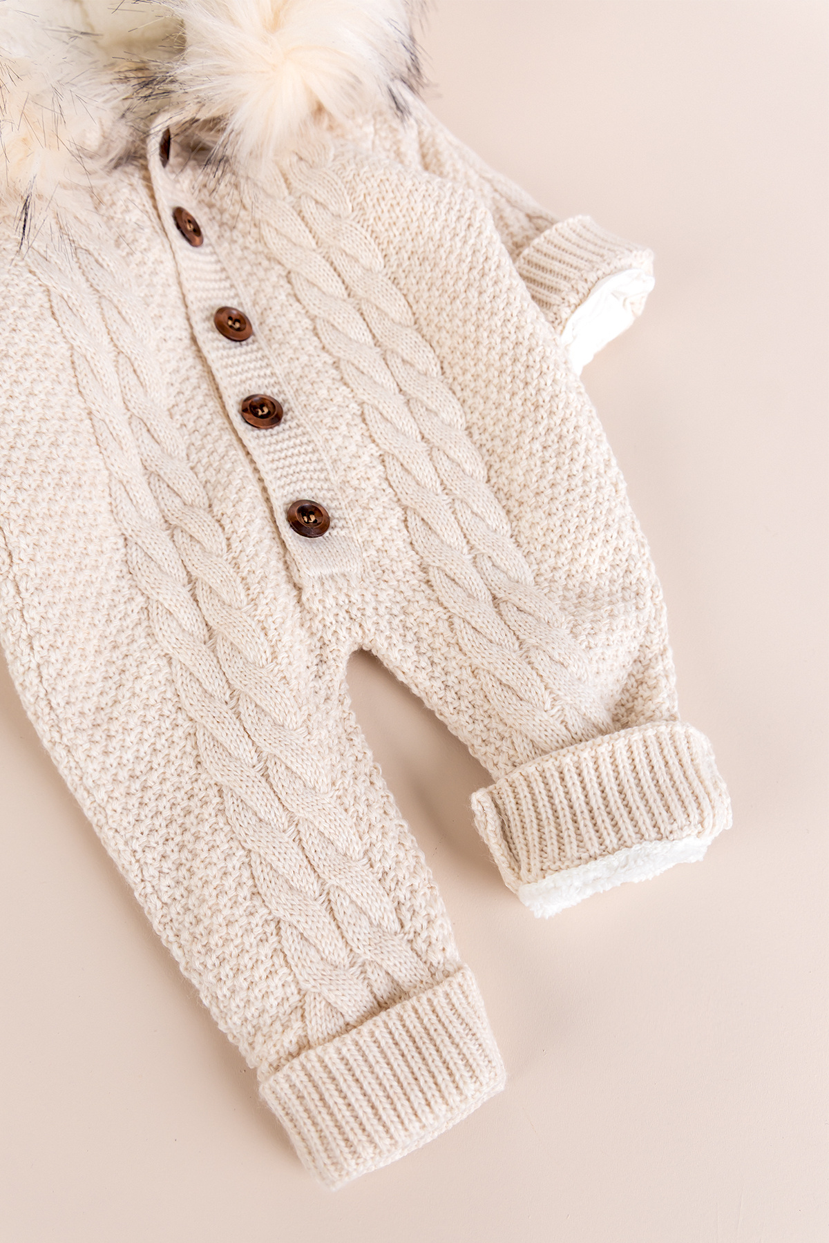 Babymod Triko Örgü Kışlık İçi Welsoft Astarlı Kapüşonlu Kız/Erkek Bebek Tulum fotoğrafı 4 (önizleme)