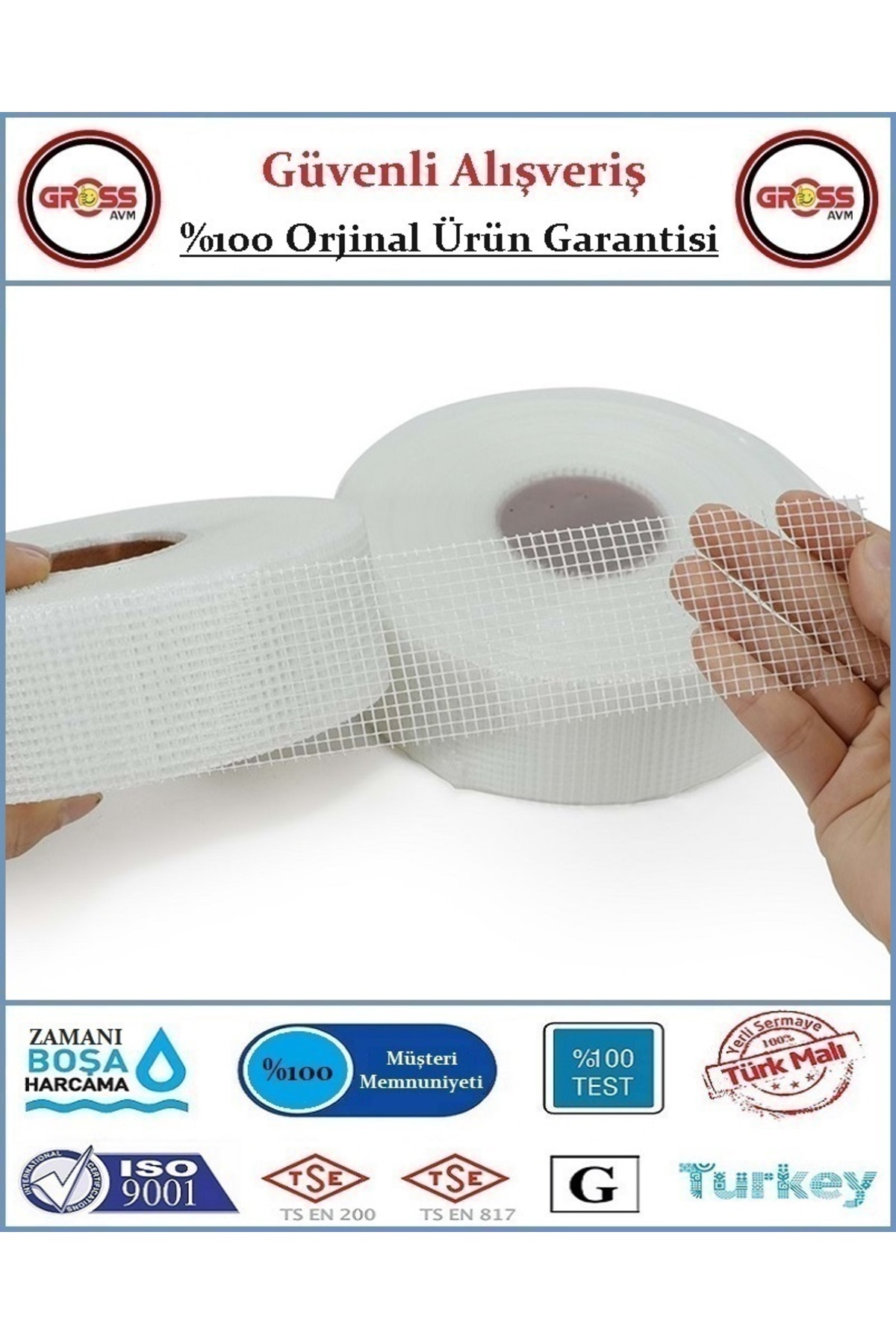 GrossAVM Derz Bandı Yapışkanlı - Alçı Sıva Altı File Bant - 4.8X45 Metre