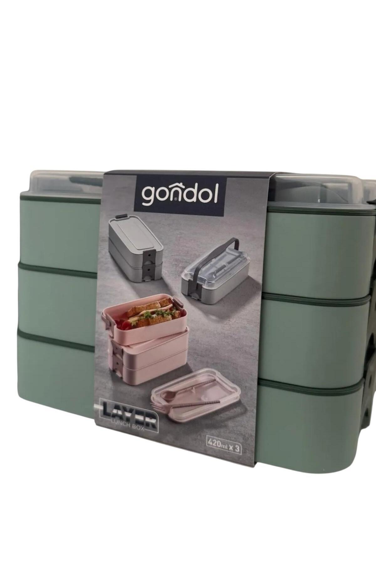 Tatlı Sebep-Gondol Layer Lunch Box Locked Layered Lunch Box with Fork and Spoon 1