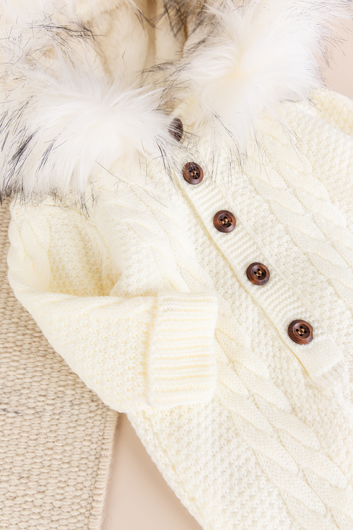 Babymod Triko Örgü Kışlık İçi Welsoft Astarlı Kapüşonlu Kız/Erkek Bebek Tulum fotoğrafı 3 (önizleme)