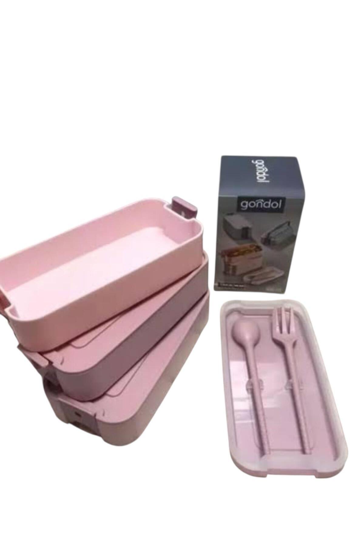 Tatlı Sebep-Gondol Layer Lunch Box Locked Layered Lunch Box with Fork and Spoon 2