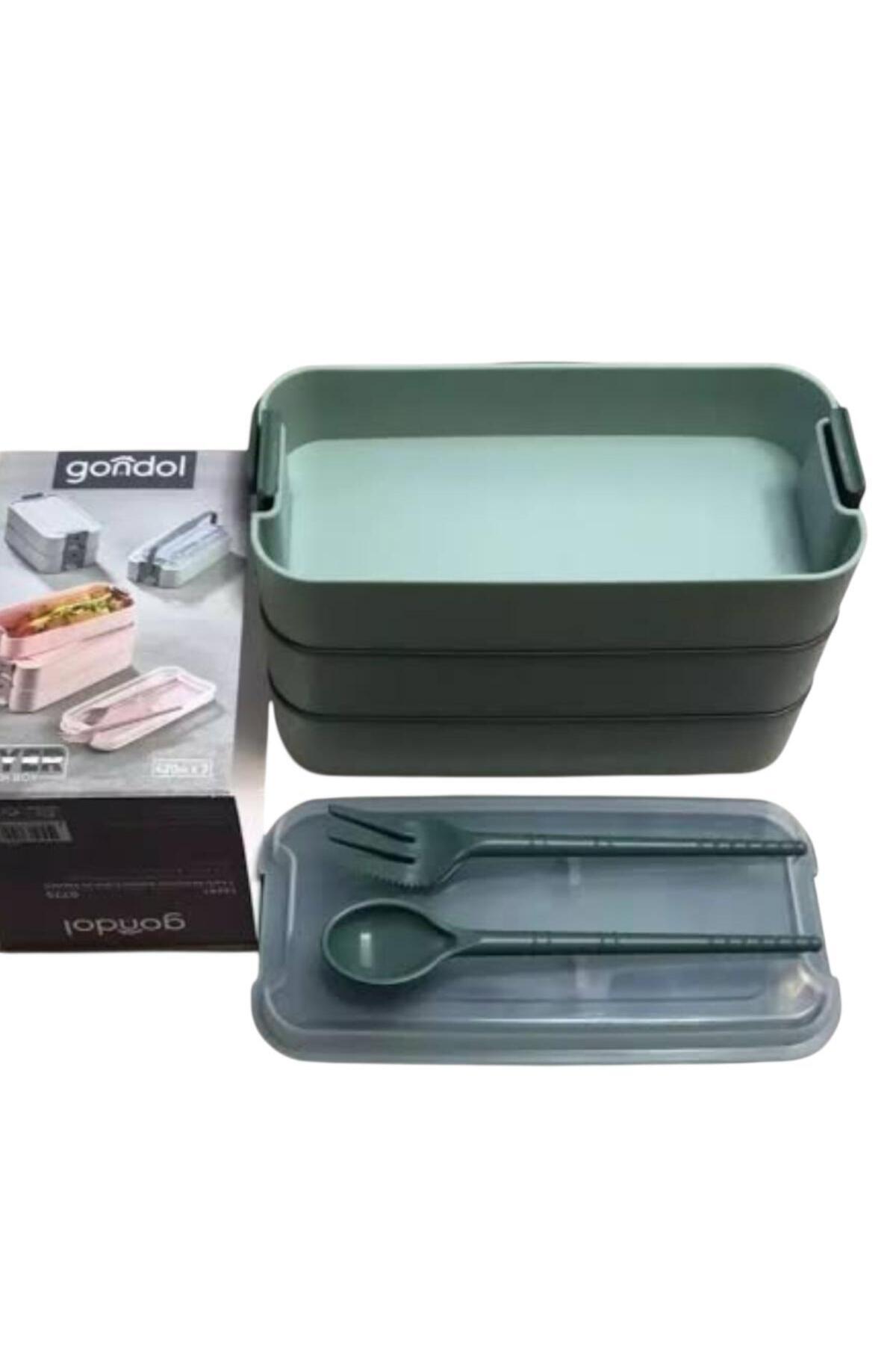 Tatlı Sebep-Gondol Layer Lunch Box Locked Layered Lunch Box with Fork and Spoon 4