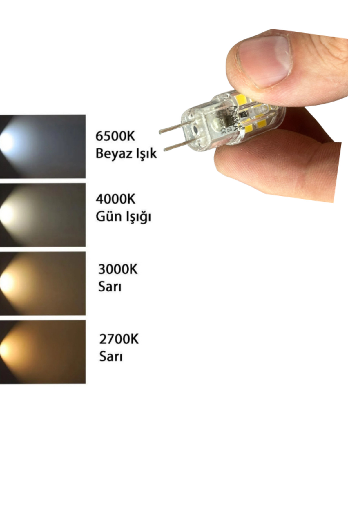 Avarson (1 Adet) Osaka 2W Beyaz Işık (6500K) G4 Duylu (İğne Bacak