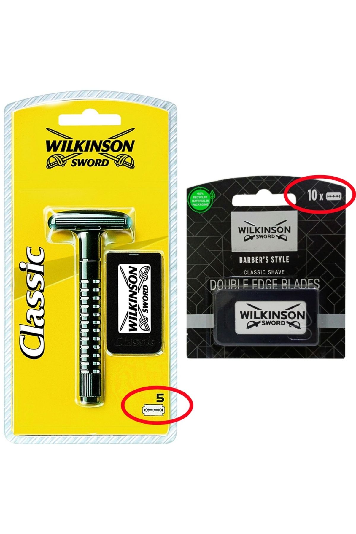 Wilkinson Classic Tıraş Makinesi 5 Adet Jilet İle Birlikte, Barber's Style 10'lu Jilet Seti