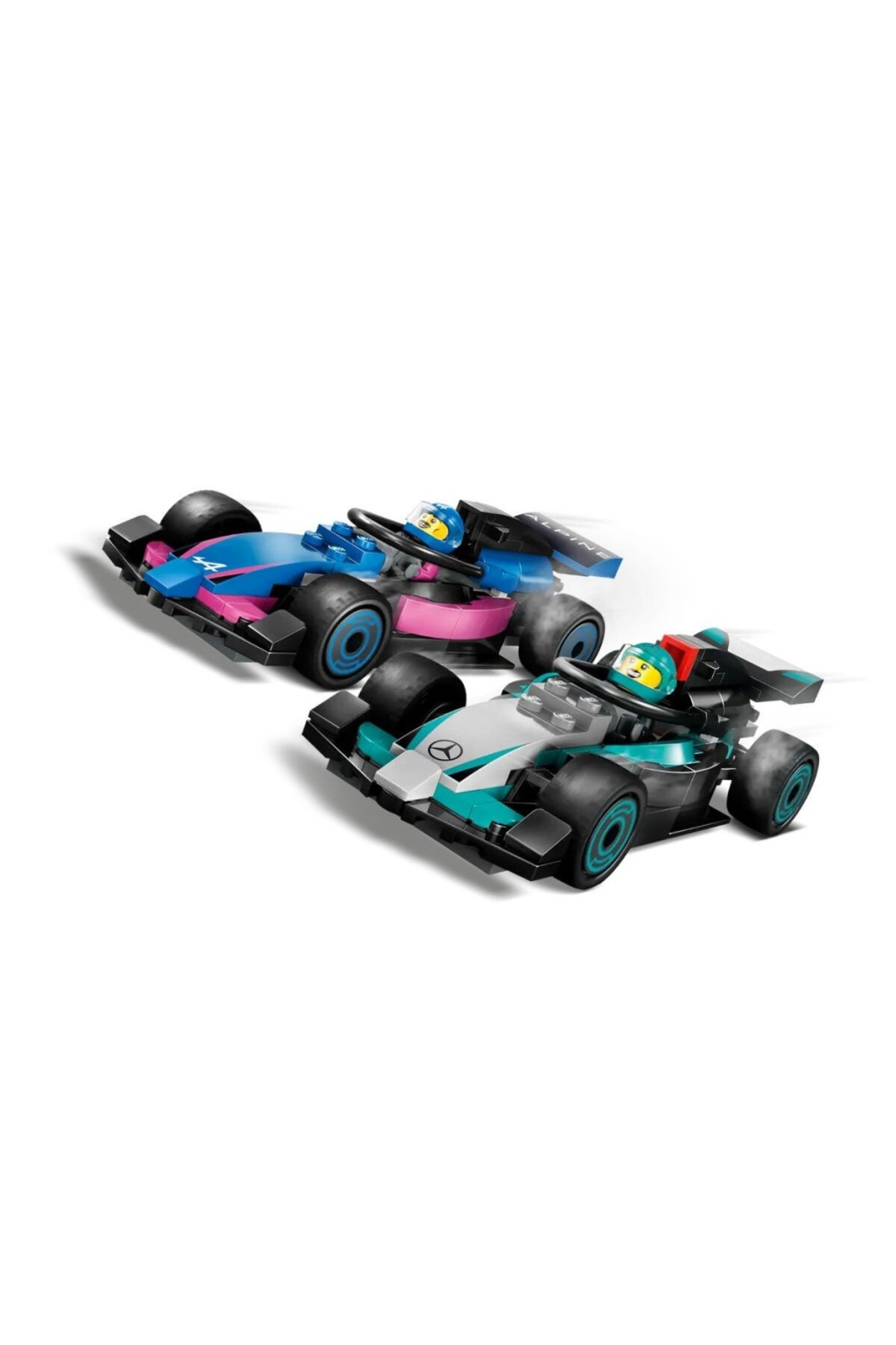 Nessiworld 60444 اسباب‌بازی ساختنی شهرک F1 گاراژ و خودروهای مرسدس-آم‌جی و آلپاین ۶۷۸ قطعه +۷ سال