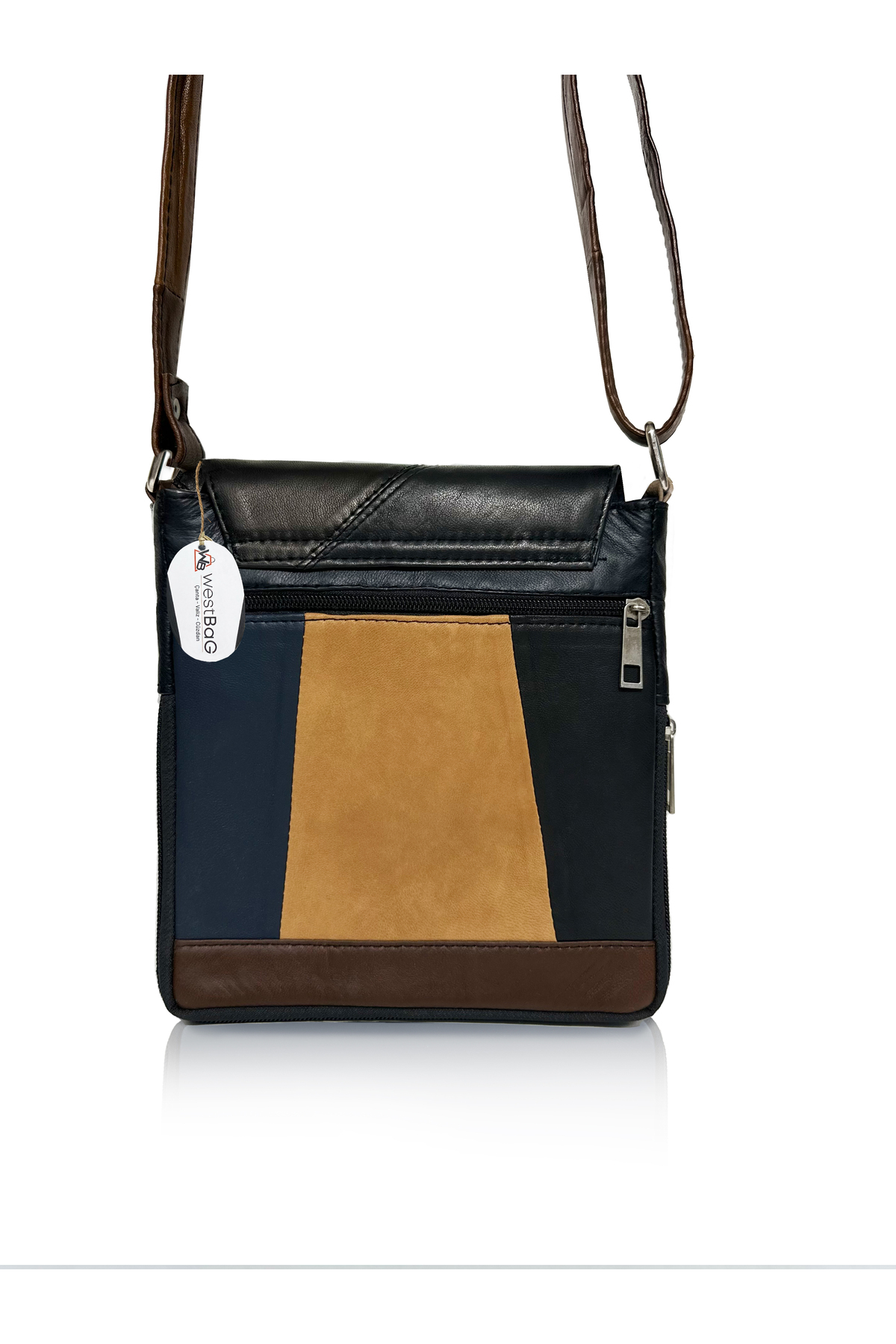 westbag Hakiki Deri Çok Bölmeli Unisex Postacı Çantası Çapraz Askılı Yandan Asmalı Omuz Çanta görsel 2