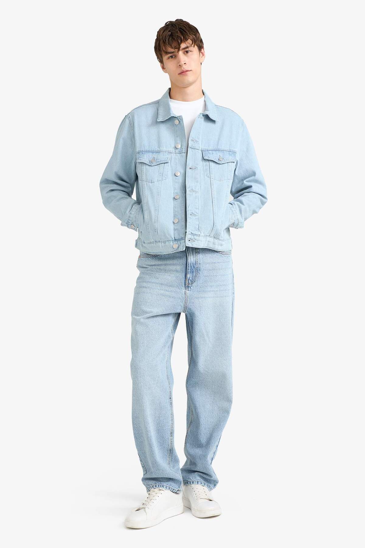 DeFacto-Regular Fit Buttoned Jean Jacket F4741Ax25Au 2