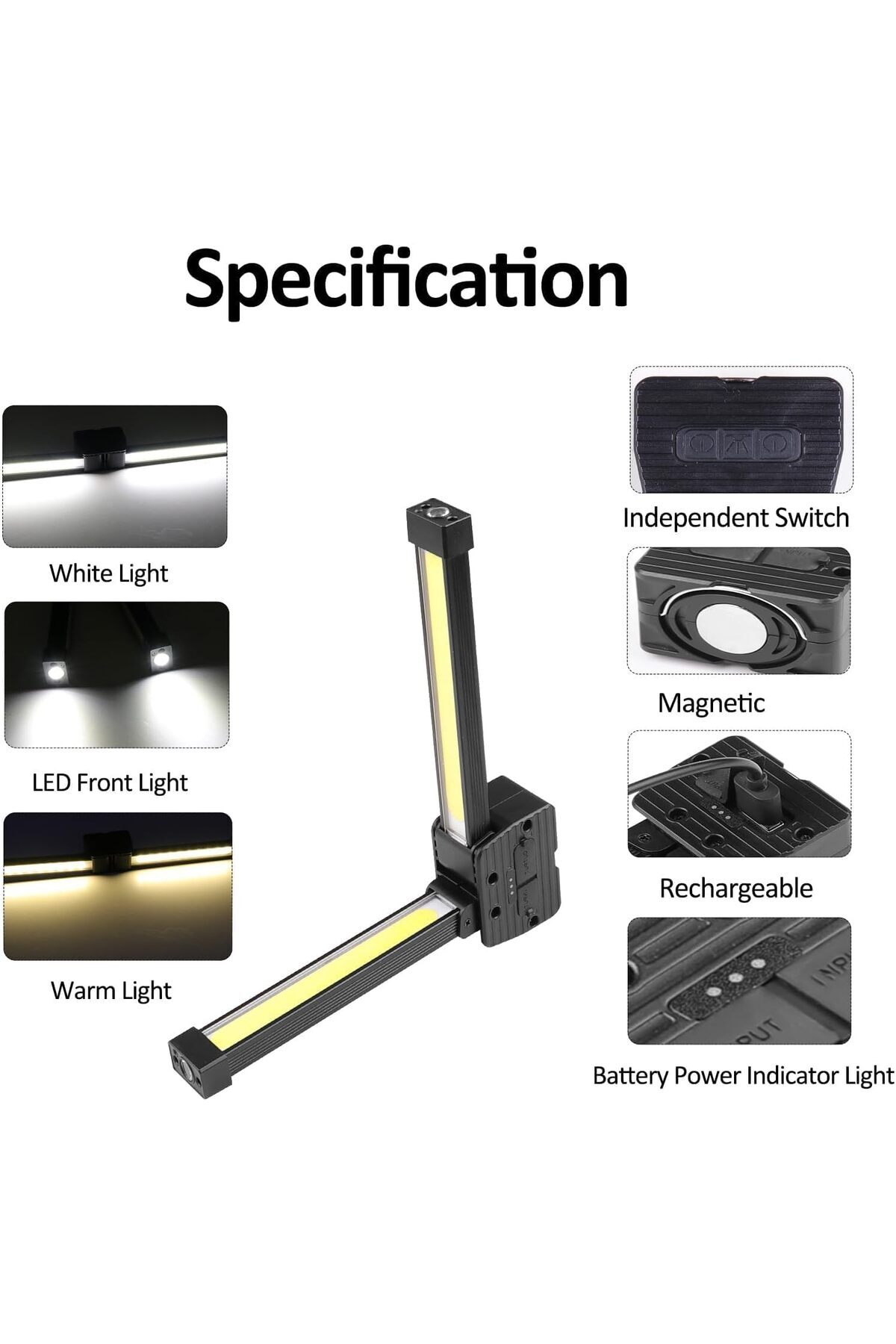 erorex-LED Magnetic Work Flashlight Multi Mode Work Light 5 Modes LED Work Light Versatile Rechargeable 7