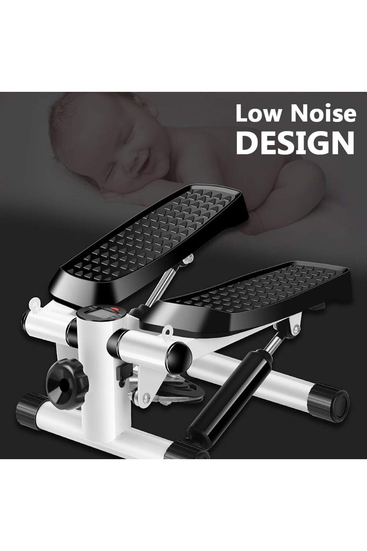 erorex-Mini Stepper Trainer Adjustable Height Stepper Exercise Machine Resistance Bands Lcd Monitor Air 5