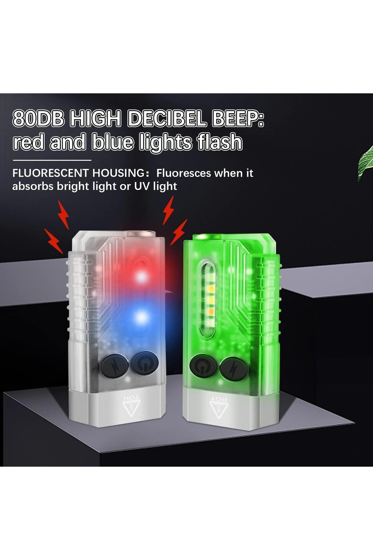erorex-Mini LED Flashlight V10 Small Powerful Flashlight 14 Modes 1000LM Rechargeable Transparent EDC 2