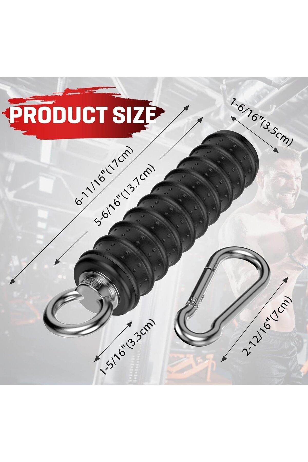 erorex-Pulldown Bar Attachments Pulley Cable Machine Single D Handle Tricep Press Down Bar Rubber Handle D 2