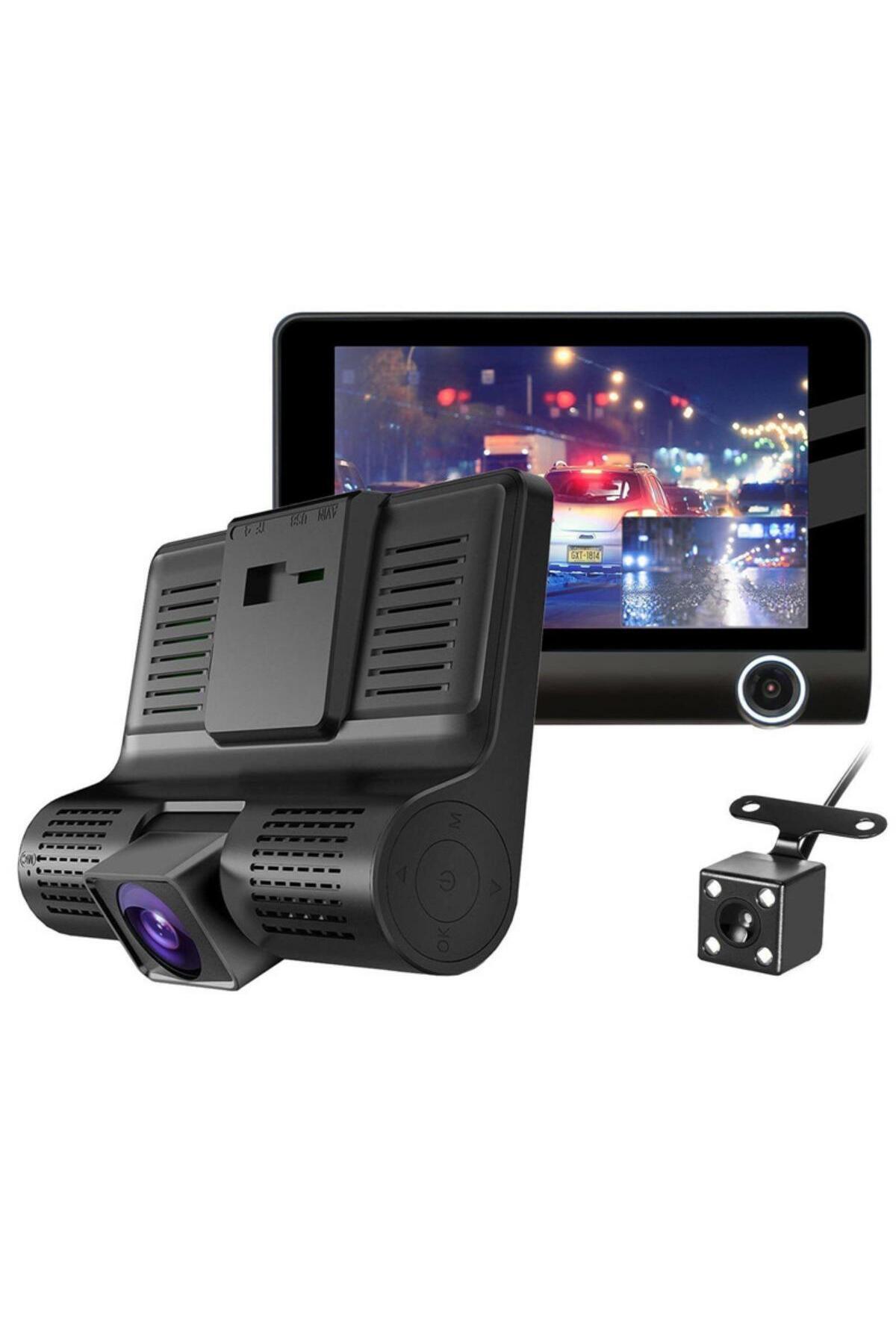 Denx-Dash Cam 3 Channel Car DVR Front Inside Rear Camera G-Sensor Night Vision Loop Recording. 2