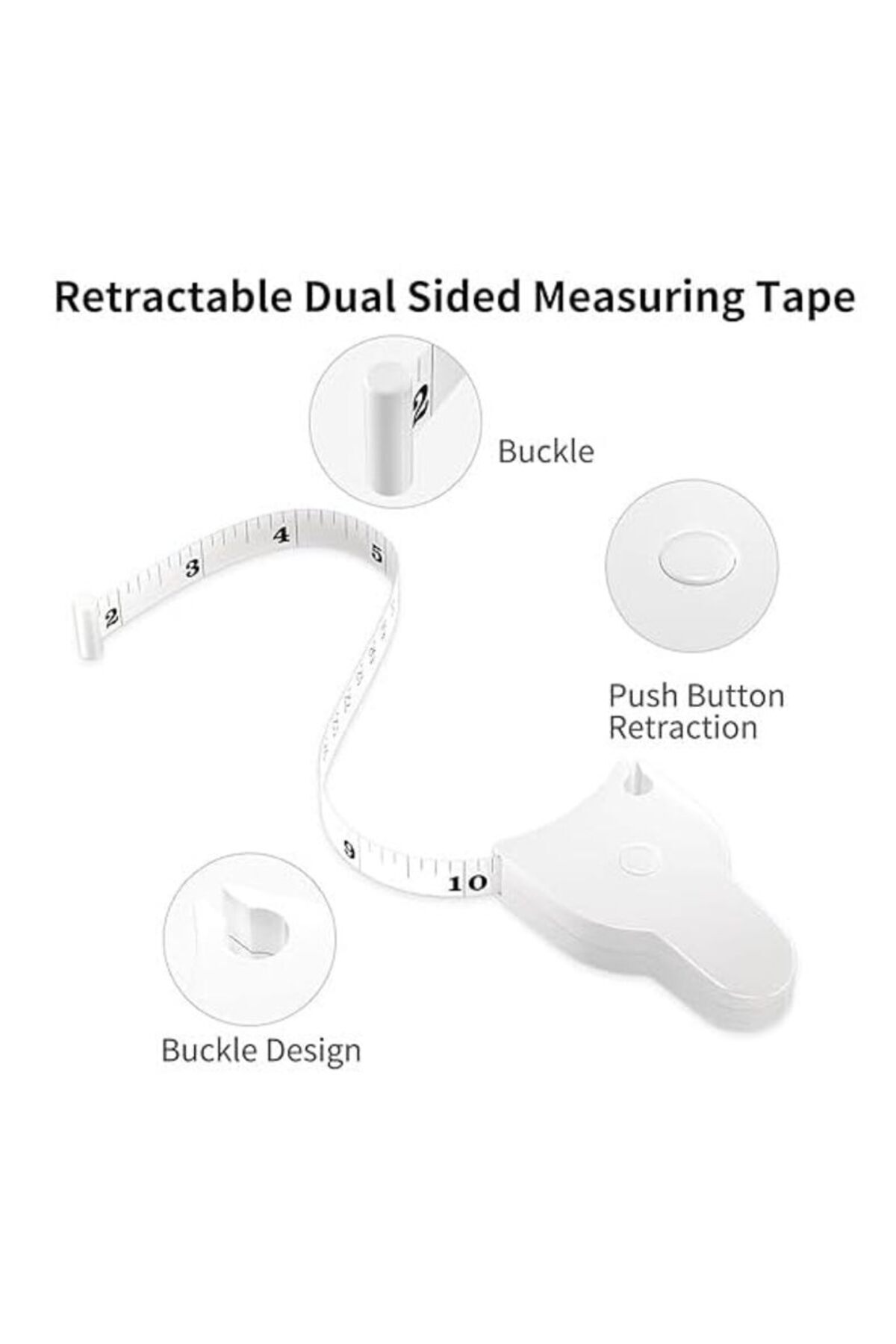 Goishtrie-Body Measuring Tape Dual Sided Accurate Measure with Lock Pin & Push Button (152cm/60'') 4