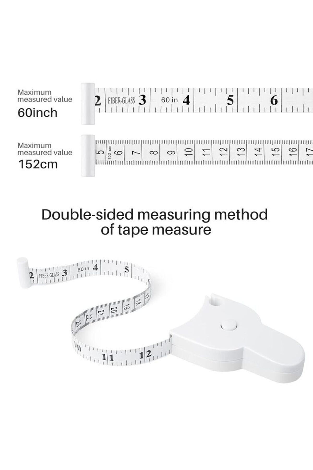 Goishtrie-Body Measuring Tape Dual Sided Accurate Measure with Lock Pin & Push Button (152cm/60'') 2