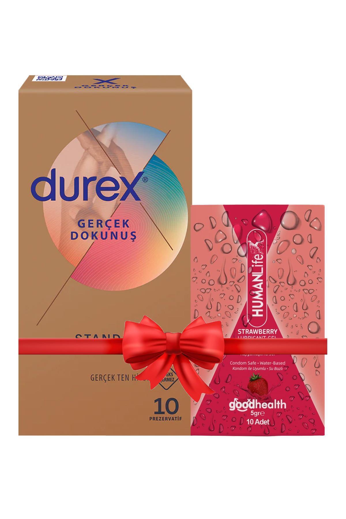 Durex Seddar Collection Gerçek Dokunuş Ultra Kaygan Prezervatif 10'lu + HumanLife 5 gr X 10 Çilek Ar