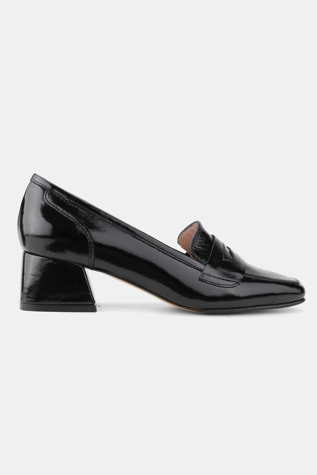 TUNAELLİ  KADIN SİYAH RUGAN DERİ 33-34-35-41-42-43 NUMARA ORTA TOPUKLU LOAFER AYAKKABI - Görsel 4