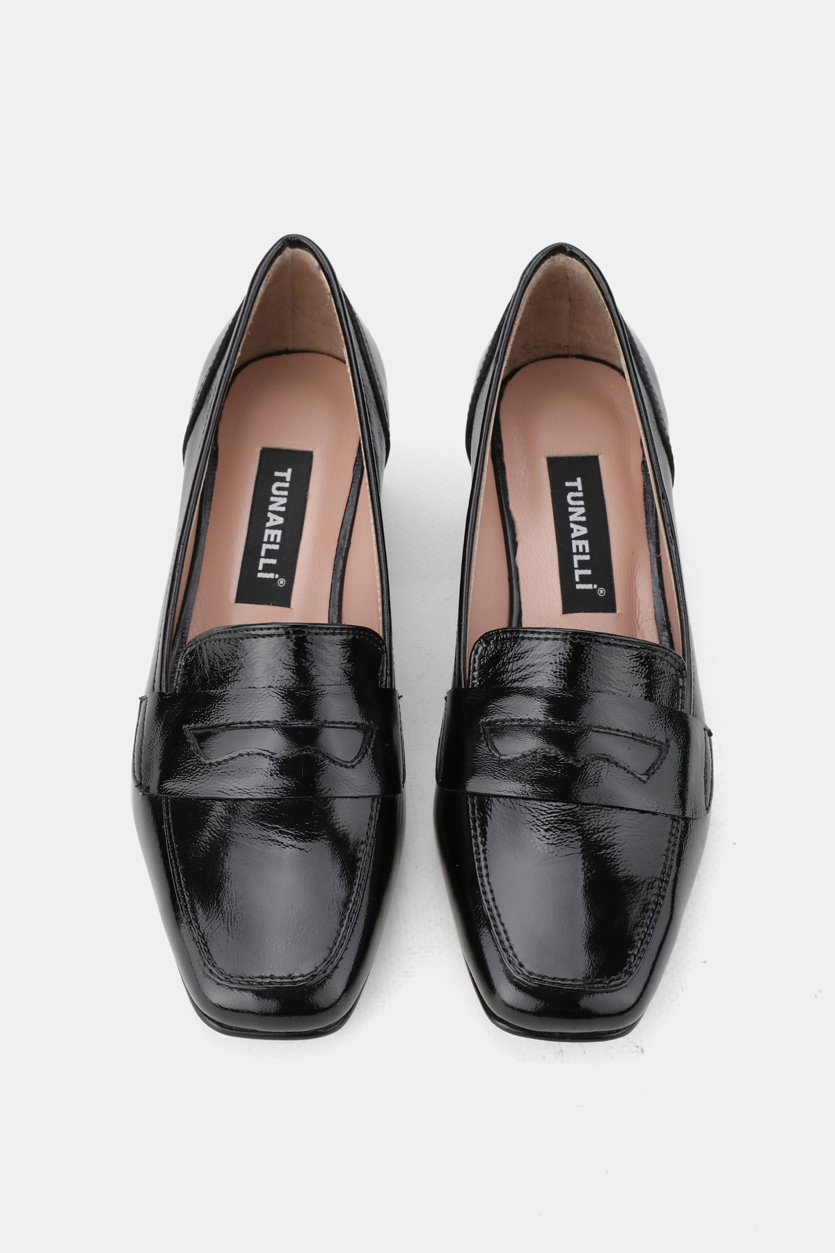 TUNAELLİ  KADIN SİYAH RUGAN DERİ 33-34-35-41-42-43 NUMARA ORTA TOPUKLU LOAFER AYAKKABI - Görsel 2