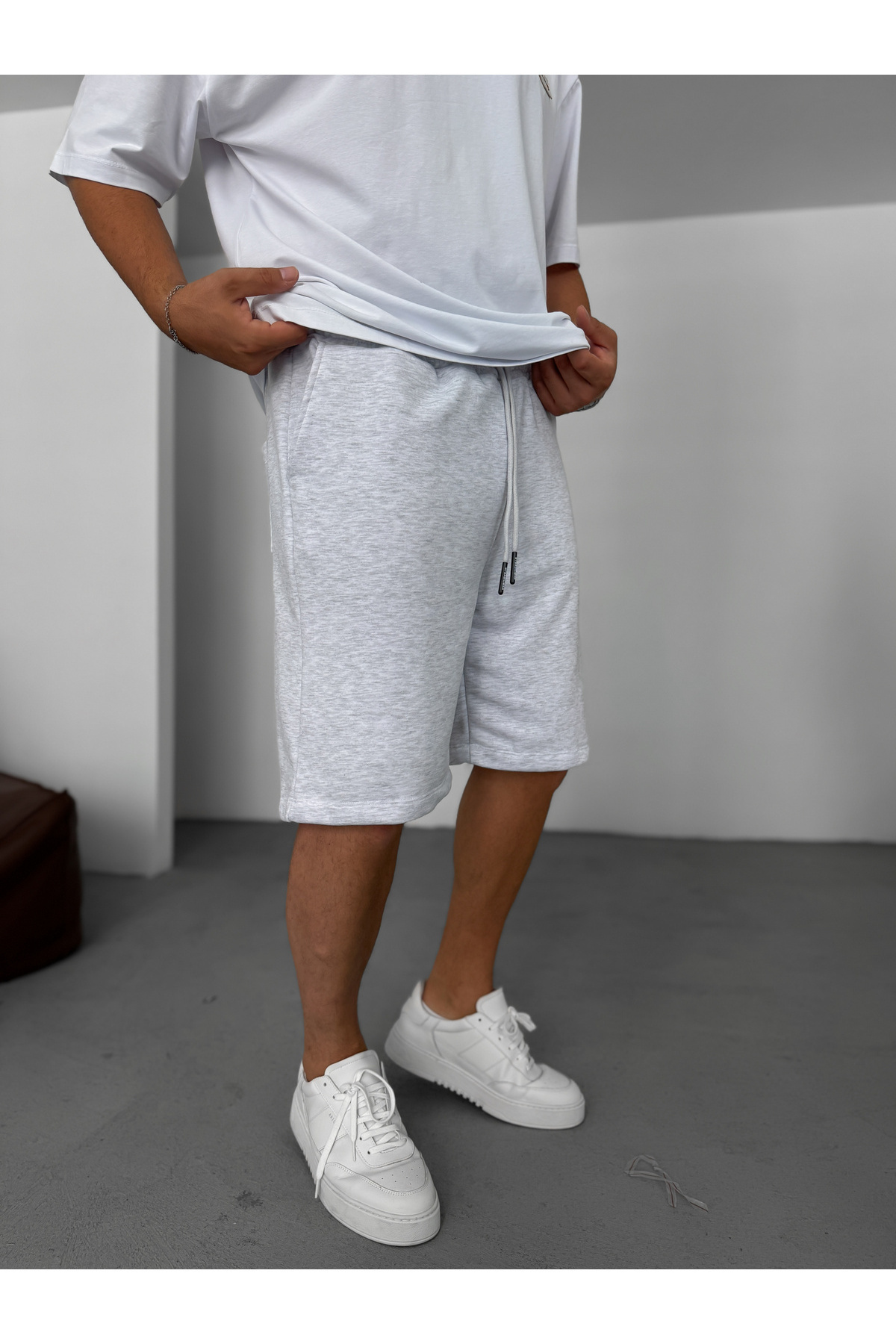 BYBASICMAN-Light Gray 3 Thread Basic Shorts By-87 4