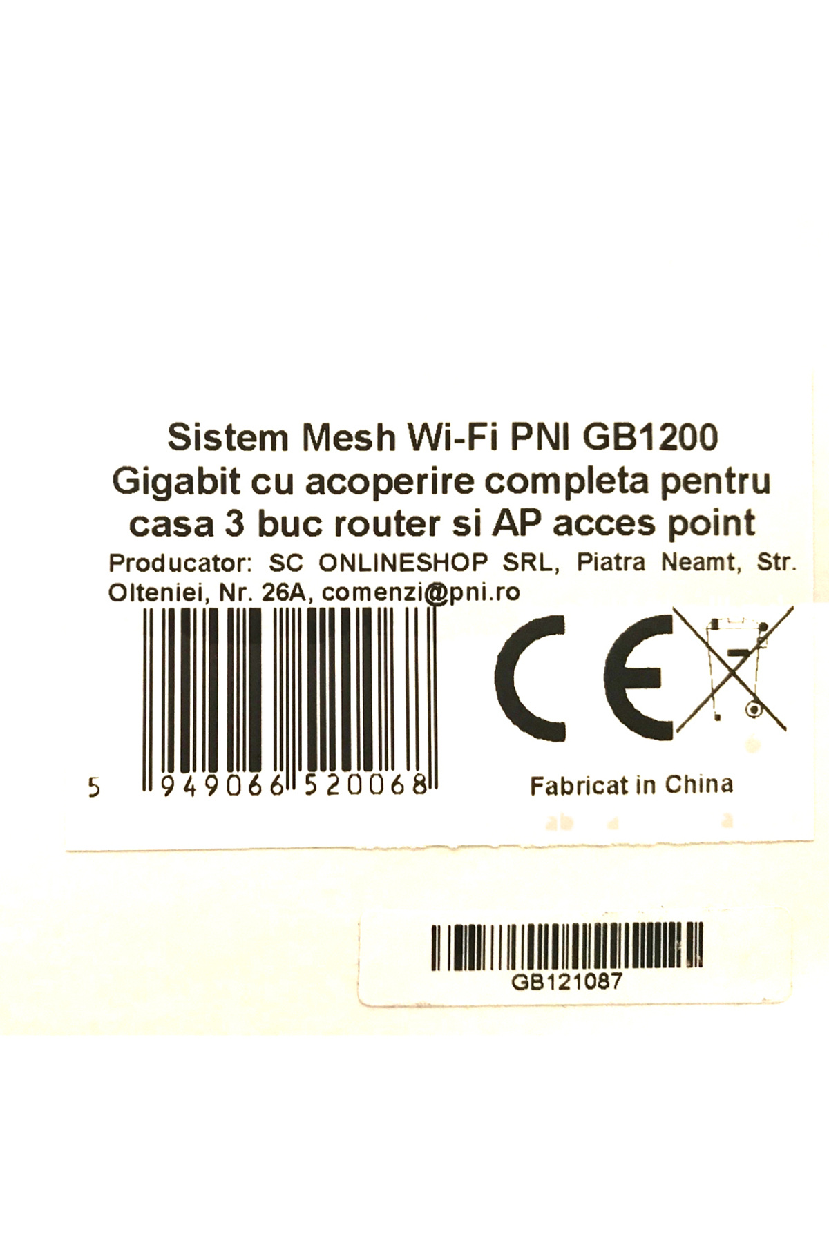 PNI-Mesh system Wi-Fi GB1200 Gigabit with full coverage for home 3 pcs router and AP access point 8