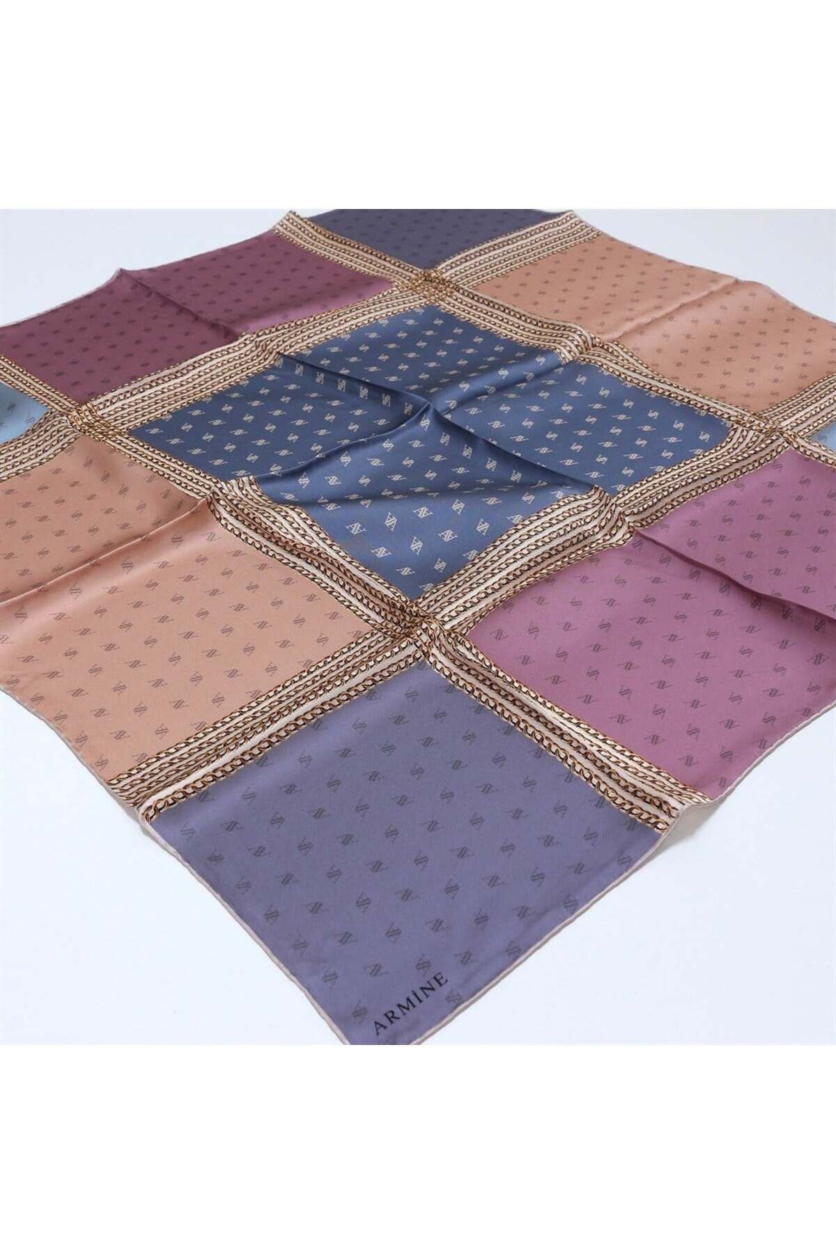 Modern Twill Ipek Etnik Desenli Şifon Eşarp Renkli Eşarp