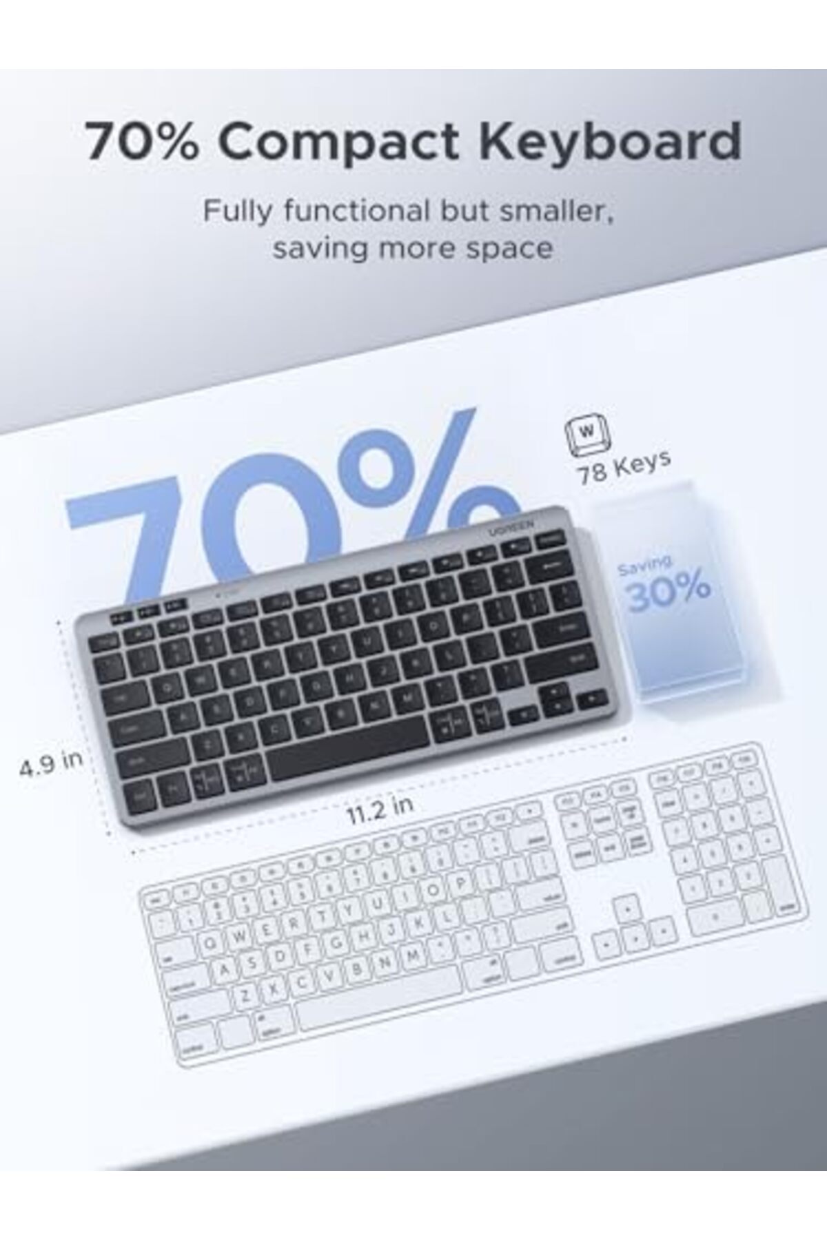 Ugreen-Wireless Keyboard 3 Device Bluetooth & 2.4G Slim Silent Keyboard with Scissor-Switch Design 4