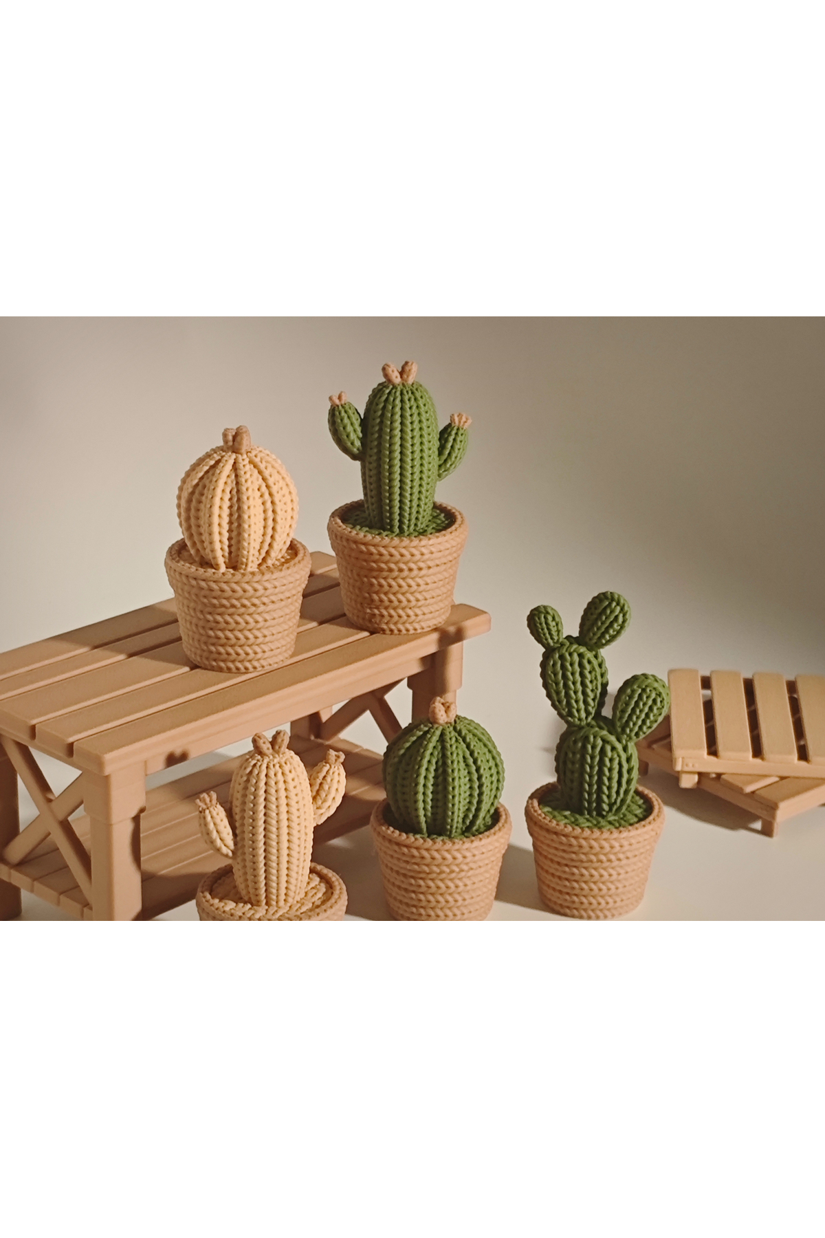 Set mit 6 dekorativen Kaktusfiguren – 3D-gedruckte Sammlung und Tischdekoration (11–7 cm)