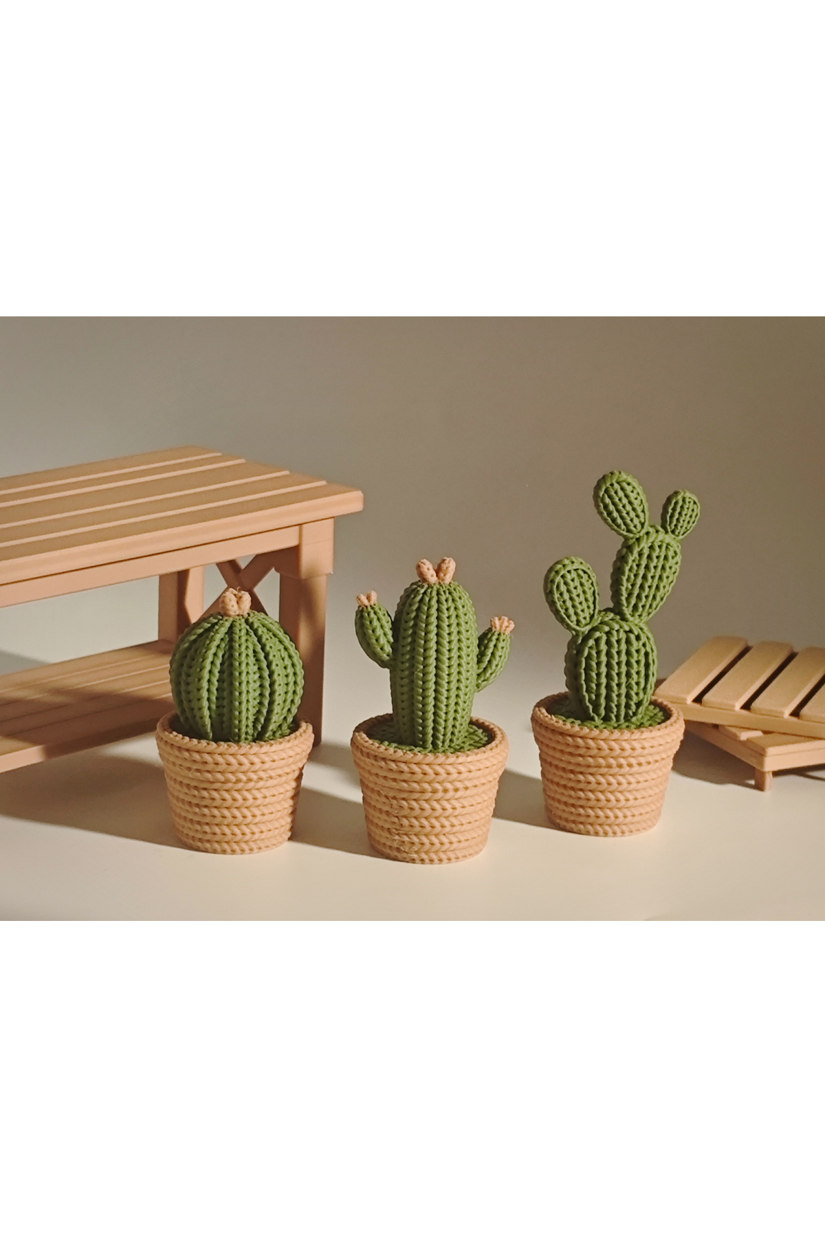 Set mit 6 dekorativen Kaktusfiguren – 3D-gedruckte Sammlung und Tischdekoration (11–7 cm)